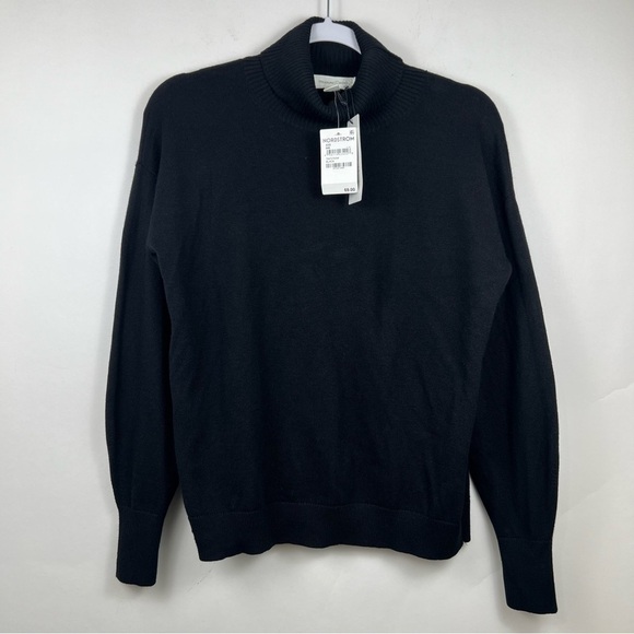 TREASURE & BOND Turtleneck Dropped Shoulder Sweater in Black Size XXS NWT - Picture 4 of 10